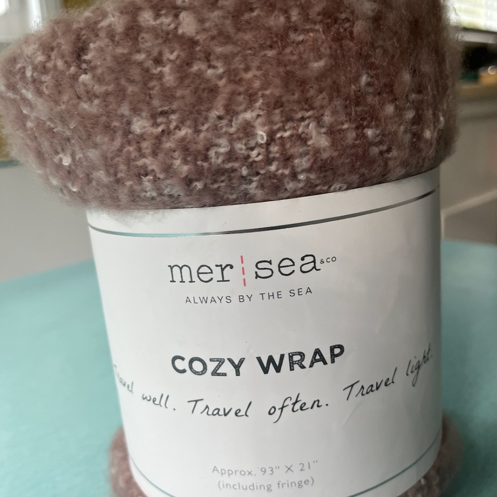 MERSEA Cozy Wrap Blush Color With Fringe 93" x 21"  NEW Travel Wrap